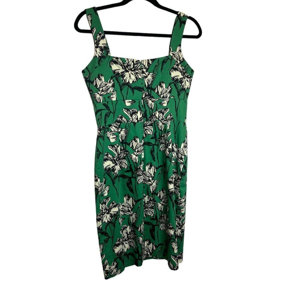 HOBBS LONDON Dress Women's 10 Green Flora Midi Sheath
